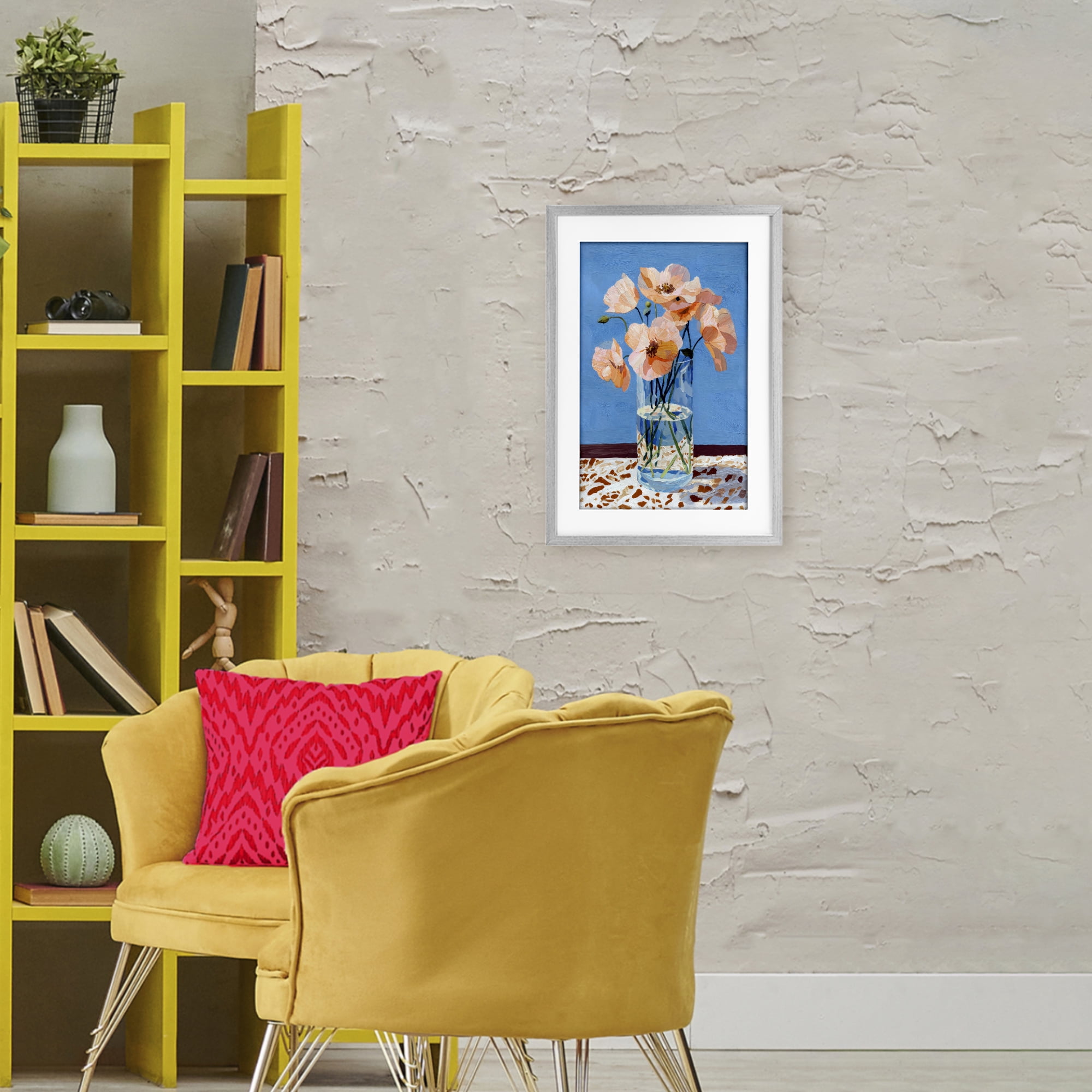 Stupell Industries Bright And Pink Poppies Gray Framed Print Under Glass, design by Petal Prints Design