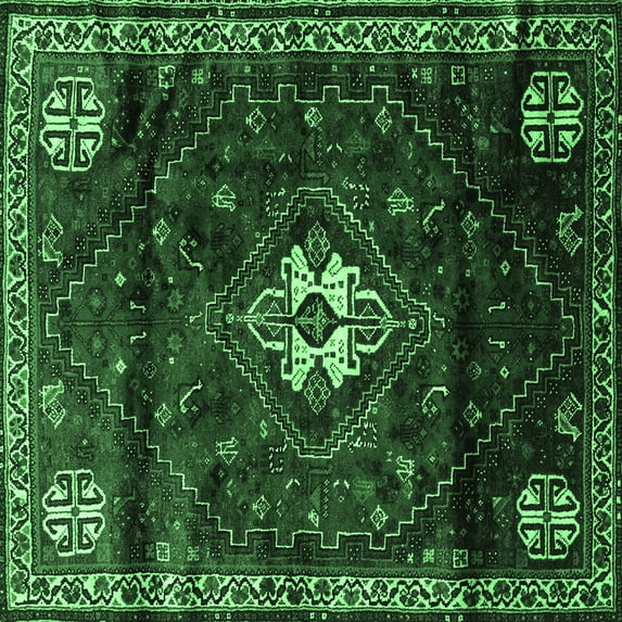 Ahgly Company Indoor Square Persian Emerald Green Traditional Area Rugs, 3' Square