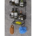 thumbnail image 5 of Bathroom Hanging Shower Caddy Organizer with Hooks, SUS201 Stainless Steel Shower Caddy Over Shower Head, 3-Shelf Storage Rack for Shampoo, Soap, and Razor, 5 of 7
