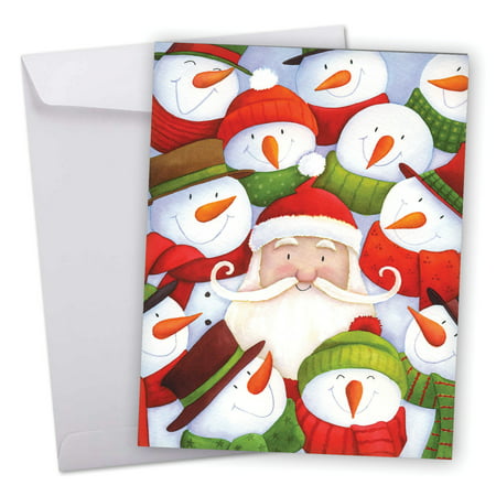 J6738AXSG Jumbo Merry Christmas Card: 'Santa Selfies' Featuring Santa and His North Pole Snowman Friends in a Selfie Greeting Card with Envelope by The Best Card (Best Friend Christmas Card Messages)