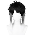 thumbnail image 1 of Peluca de cosplay mitad Akutagawa para hombre, mitad blanca mezclada, negra, 1 of 6
