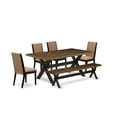 thumbnail image 6 of East West Furniture X-Style 6-piece Wood Dining Set with Cushion Seat in Black, 6 of 10