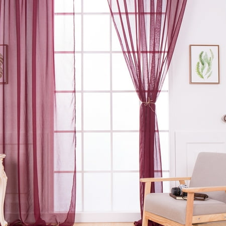 Home High Thread Rod Pocket Sheer Voile Curtain Panel Window