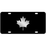 Canadian Flag Maple Leaf License Plate 3D Brushed Aluminum on Black Canada Car Tag