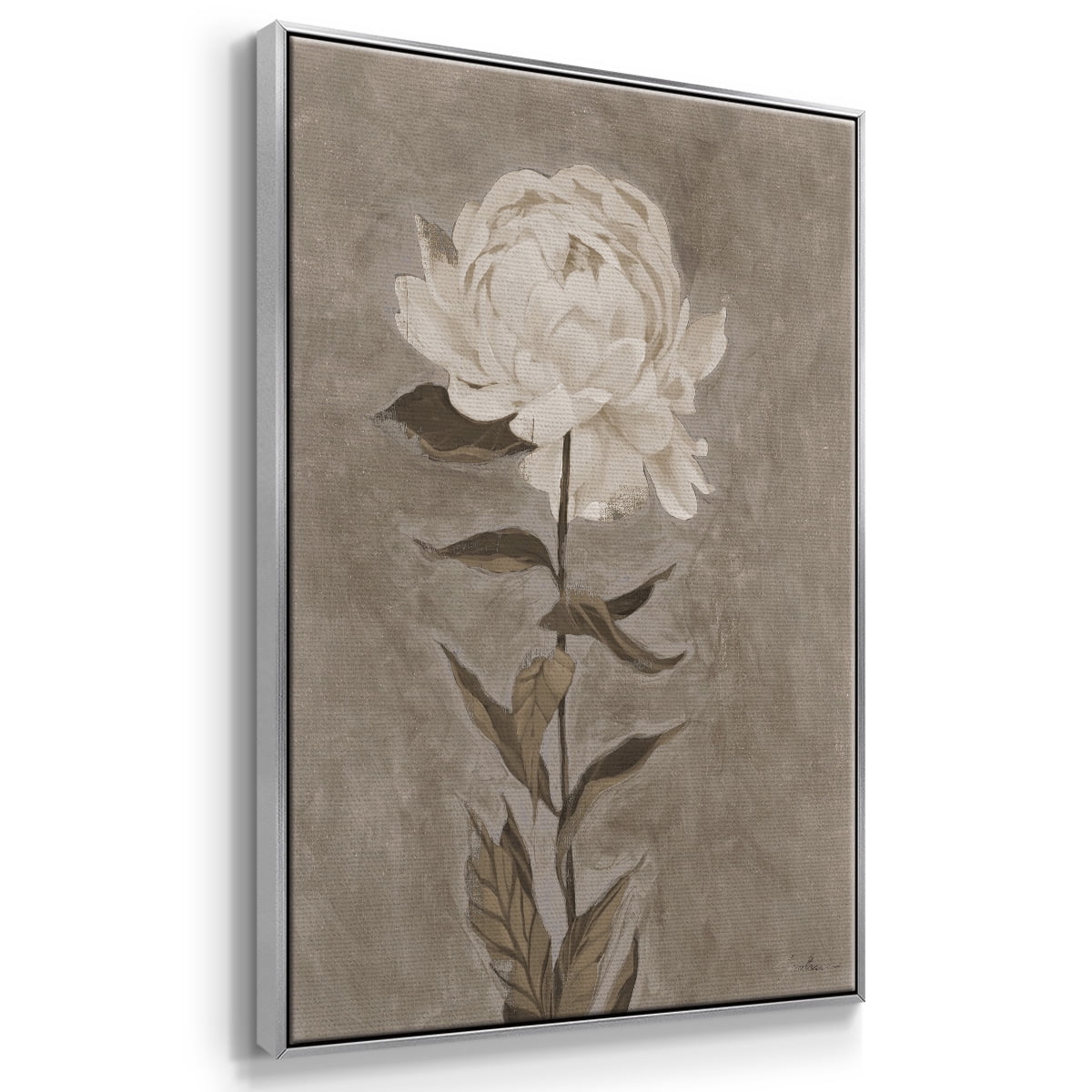 Pretty as a Peony I Framed Premium Gallery Wrapped Canvas - Ready to Hang - 27 x 41 - Silver Floating Frame