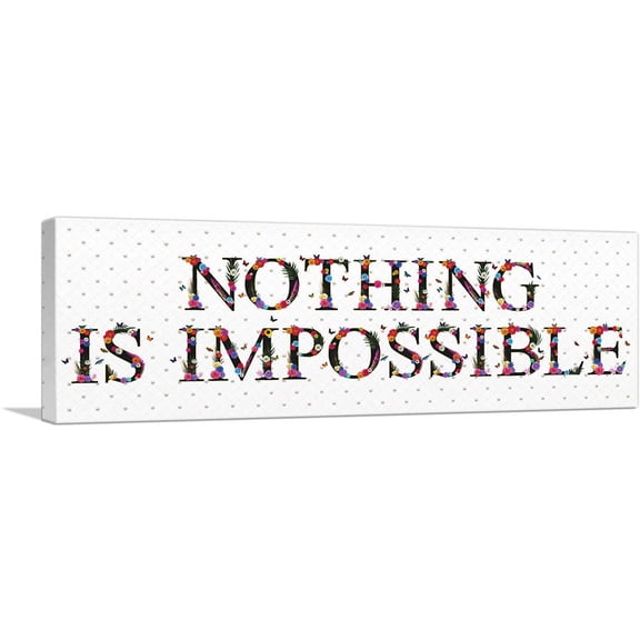 ARTCANVAS NOTHING IS IMPOSSIBLE Girls Room Decor Canvas Art Print - Size: 36" x 12" (1.50" Deep)