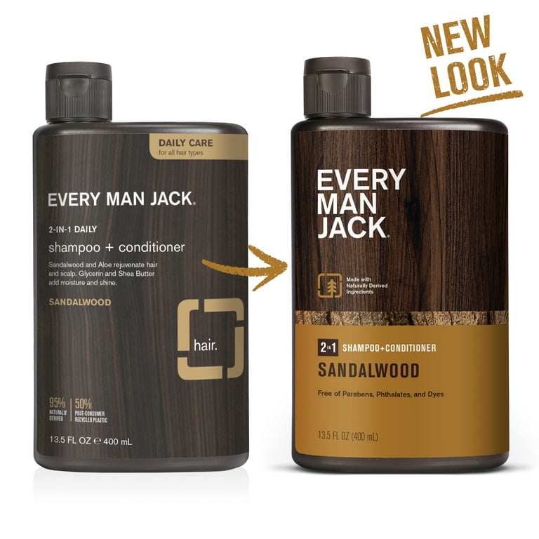 lure bringe handlingen Medalje Every Man Jack Sandalwood Mens 2-in-1 Shampoo + Conditioner - For All Hair  Types - 13.5oz - Walmart.com
