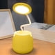 thumbnail image 5 of pstuiky Lámpara de mesa para dormitorio regulable en 3 niveles con pantalla redonda de tela de lino para sala de estar oficina dormitorio madera maciza bombilla LED incluida., 5 of 7