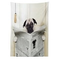 thumbnail image 3 of Ambesonne Pug Tablecloth Rectangular Table Cover, Puppy Reading Newspaper, 60"x90", Cream Black White, 3 of 4