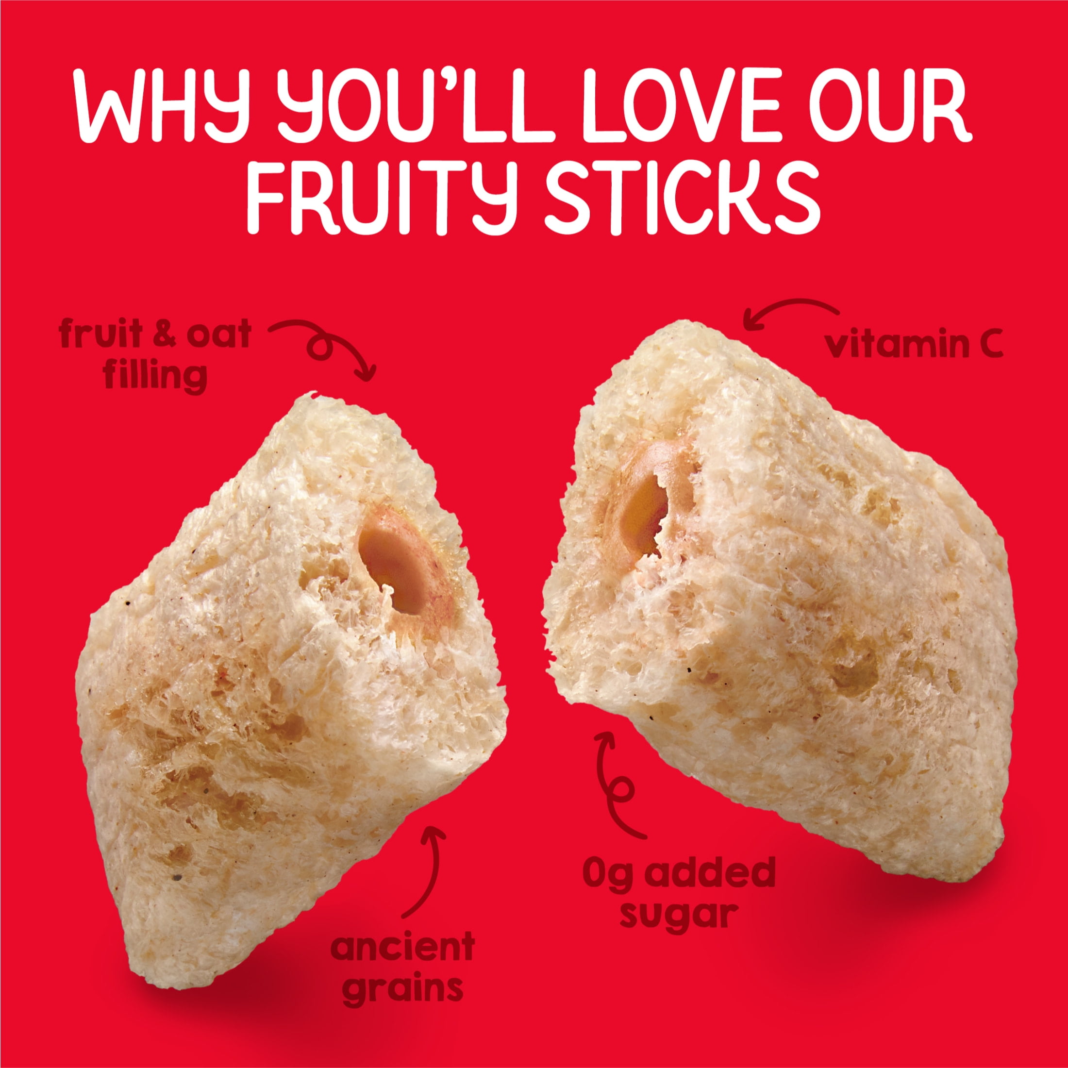 Happy Tot Organics Fruity Sticks, Strawberry Oat Filled Grain Sticks Organic Tot Snack, 2.54oz Bag