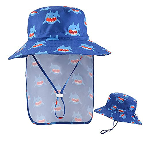Summer Bucket Adjustable Toddler Kids UPF50 Unisex Baby Sun Hat with Removable Neck Flap