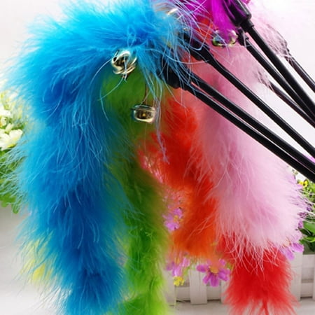 1x Cat Kitten Pet Teaser Turkey Feather Interactive Stick Toy Wire Chaser Wand