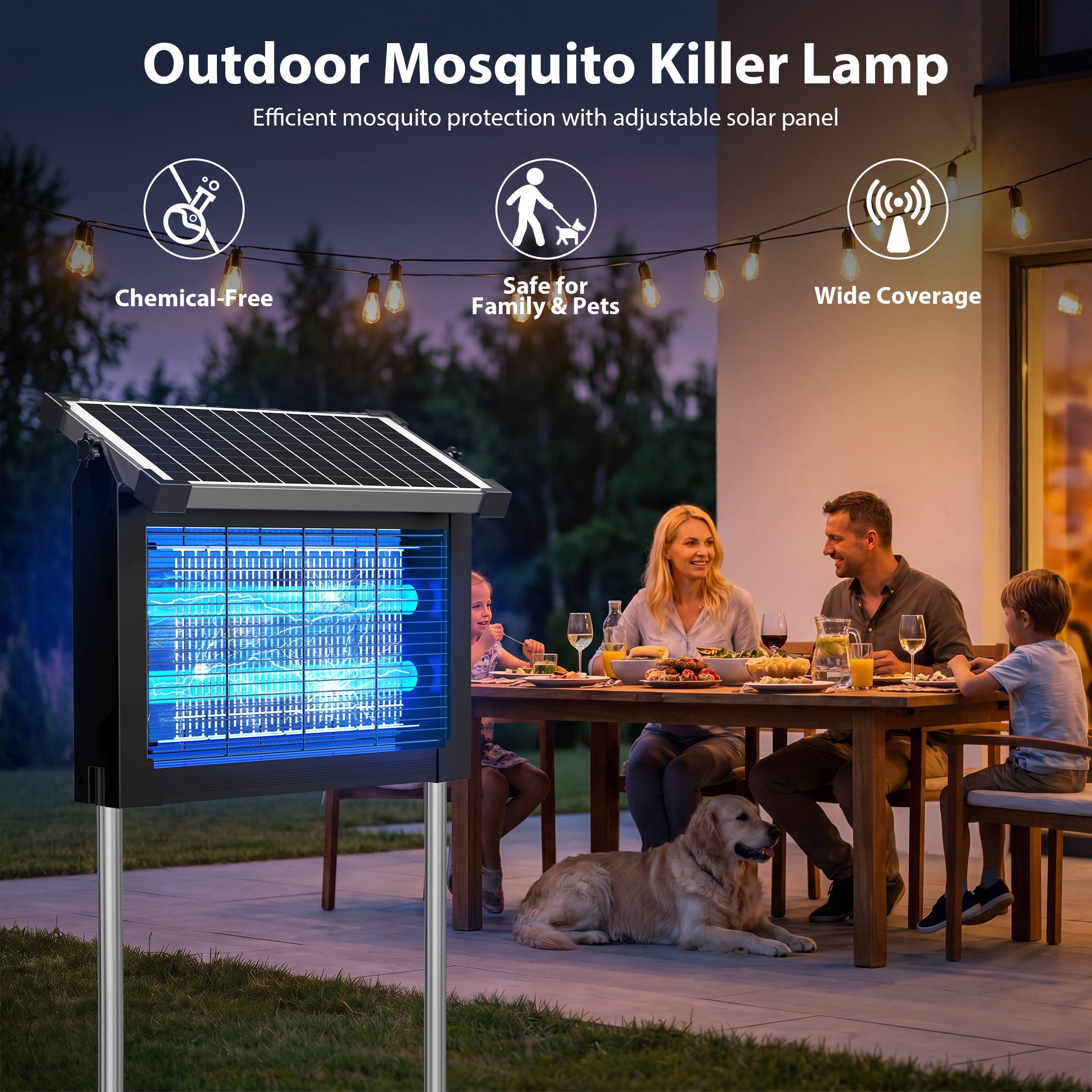 Aenkyo Solar Bug Zapper Outdoor, 4500V Mosquito & Fly Zapper, 1 Acre, IPX8