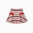 thumbnail image 5 of PatPat Girls Clothes Long Sleeve Skirt Set Velvet Crop Top and Bows Plaid Dress 2-Piece School Outfit Red Holidays Sizes 4-12Y, 5 of 10