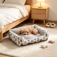 thumbnail image 4 of Sahpxhe Winter Dog Bed, Rectangular High Bolster Warm Plush Pet Bed With Cartoon Animal Print For Indoor Cats And Small Medium Dogs, 4 of 6