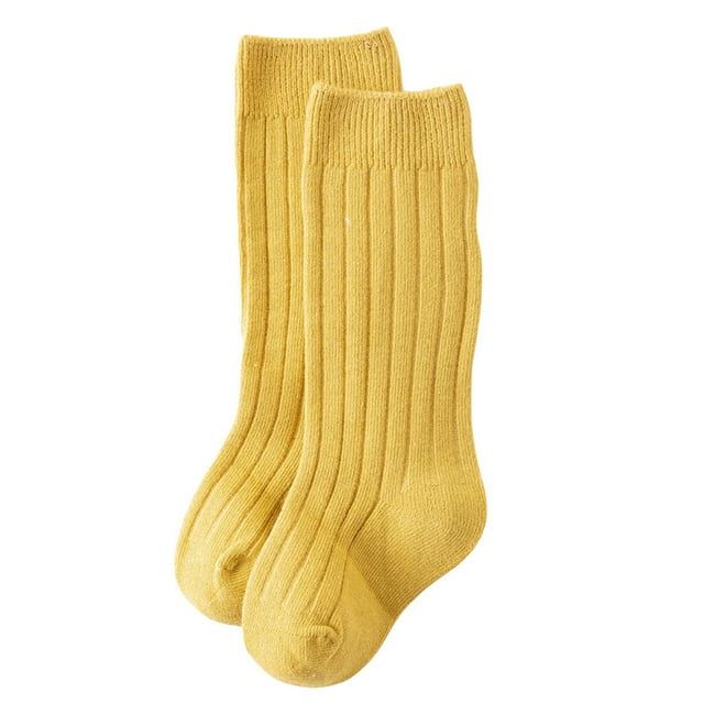 SAYOO Toddler Baby Medium Tube Socks, Solid Color Ribbed Knit Knee High Socks Seamless Uniform Stockings(0-3 Years)