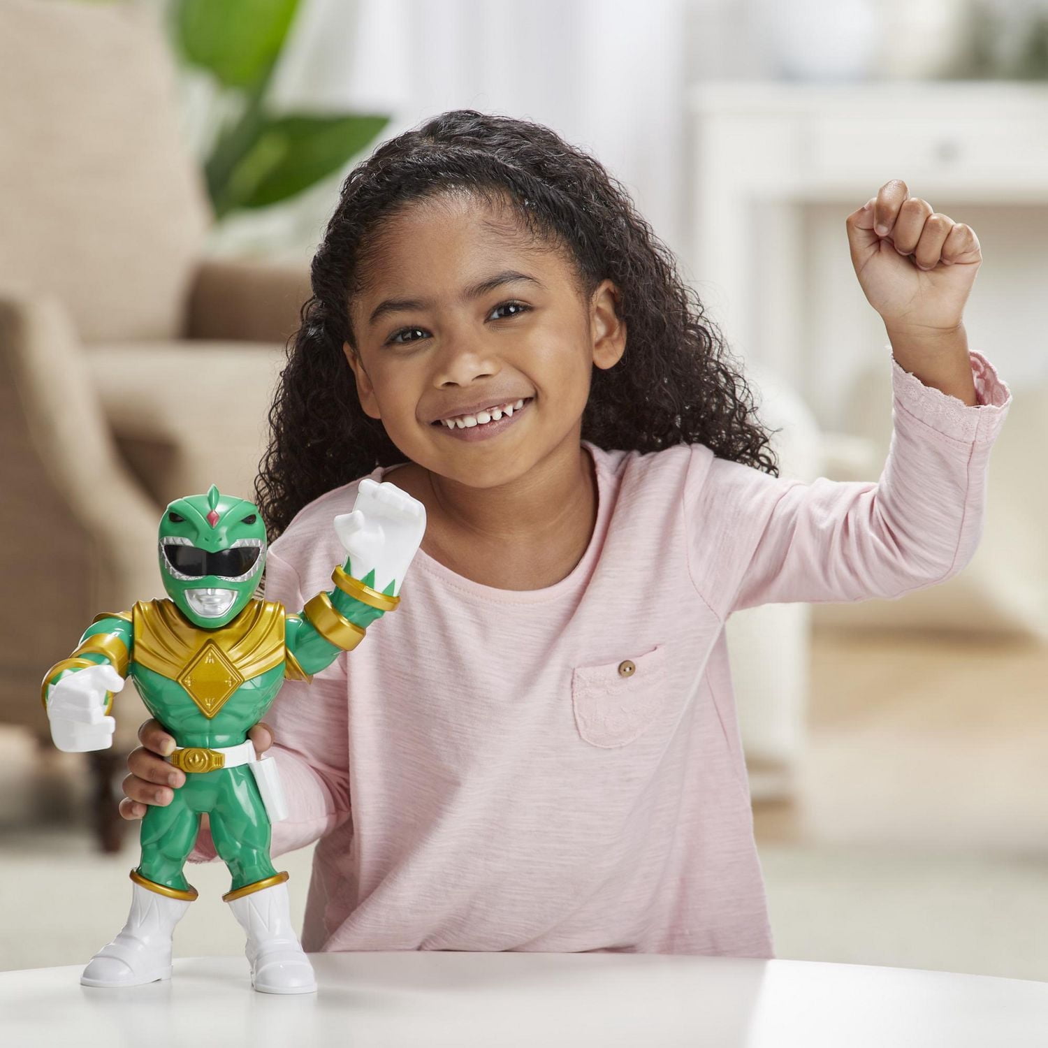 Playskool Heroes Mega Mighties Power Rangers Mighty Morphin Power Rangers - figurine Ranger vert de 25 cm, jouet de collection, enfants à partir de 3 ans