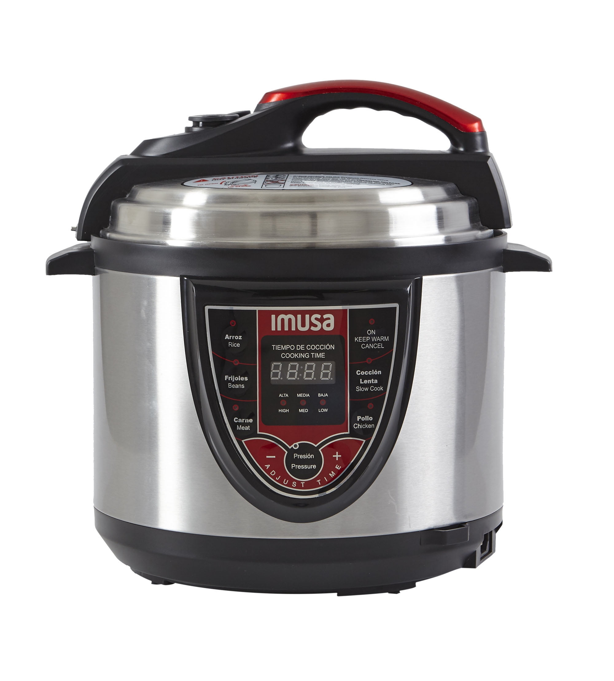 Imusa 5Qt Electric Stainless Steel Red Bilingual Digital Pressure