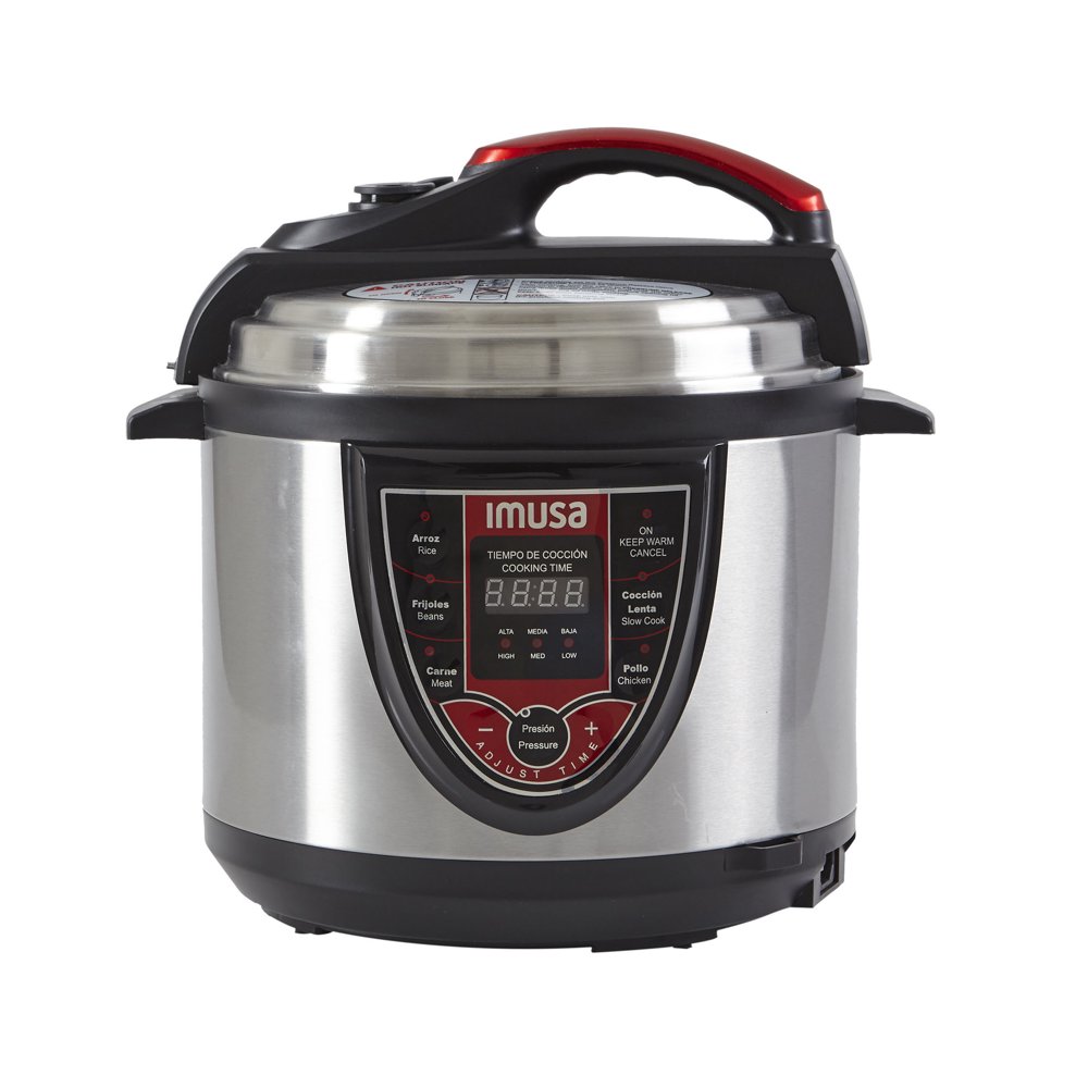 Imusa 5Qt Electric Stainless Steel Red Bilingual Digital Pressure