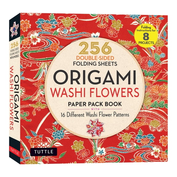 Origami Washi Flowers Paper Pack Book: 256 Double-Sided Folding Sheets (Includes Instructions for 8 Models), (Paperback)