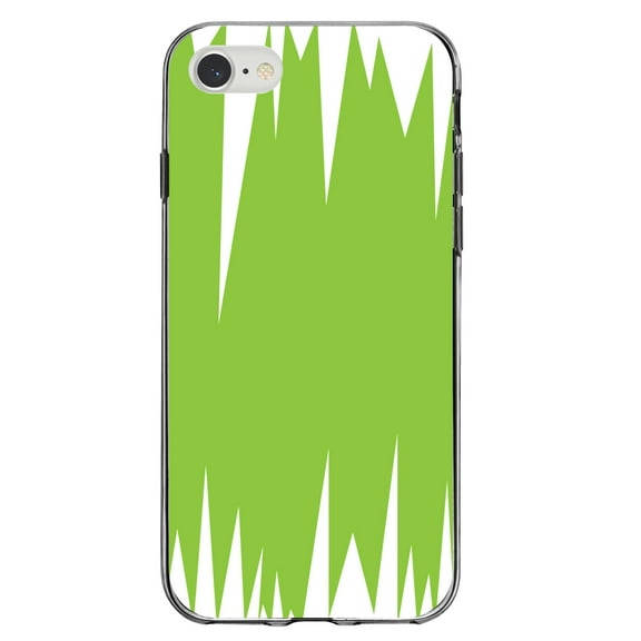 DistinctInk Clear Shockproof Hybrid Case for iPhone 7 8 SE (2020 Model) 4.7" Screen TPU Bumper Acrylic Back Tempered Glass Screen Protector - Lime Green White Spikes