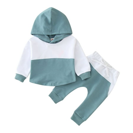 

JDEFEG Boys Athletic Sweat Suits Toddler Boys Winter Long Sleeve Patchwork Colour Hoodie Tops Pants 2Pcs Outfits Clothes Set Baby Boy Take Home Outfit Set B 100