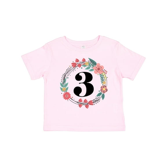 Inktastic 3rd Birthday Floral Wreath 3 Year Old Girl Girls Toddler T-Shirt