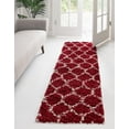 thumbnail image 4 of Unique Loom Trellis Shag Collection Area Rug - Ruby (2' x 8' Runner Burgundy Red/Ivory), 4 of 11