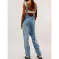 thumbnail image 2 of Coduop High Roller Denim Overalls For Women Sleeveless Baggy Long Bib Overalls Denim Jeans Pants, 2 of 5