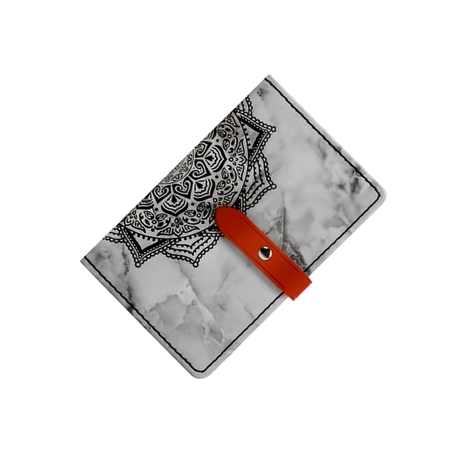 Universal Leather Phone Card Pocket Featuring Datura Flower Artwork - Dark Black