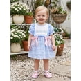thumbnail image 5 of BemeyourBBs Toddler Baby Girl Summer Plaid Gingham Dress 6 12 18 24 Months 2 3 4 Years Whale Embroidered Plaid Bows Ruffled Trim Crew Neck Short Sleeve A Line Casual Dress, 5 of 9