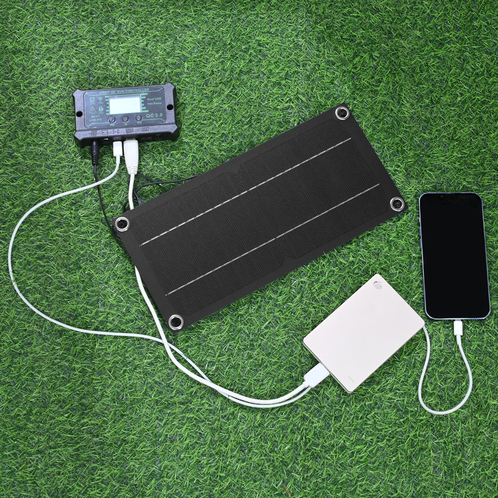 DAZLUTE 10W Solar Panel  Kit, Monocrystalline Silicon 100A Charge Controller Solar Panel Kit, Portable Solar Panel Battery Charger USB Output Suitable for Boat Car RV Motorcycle Marine Automotive Hom
