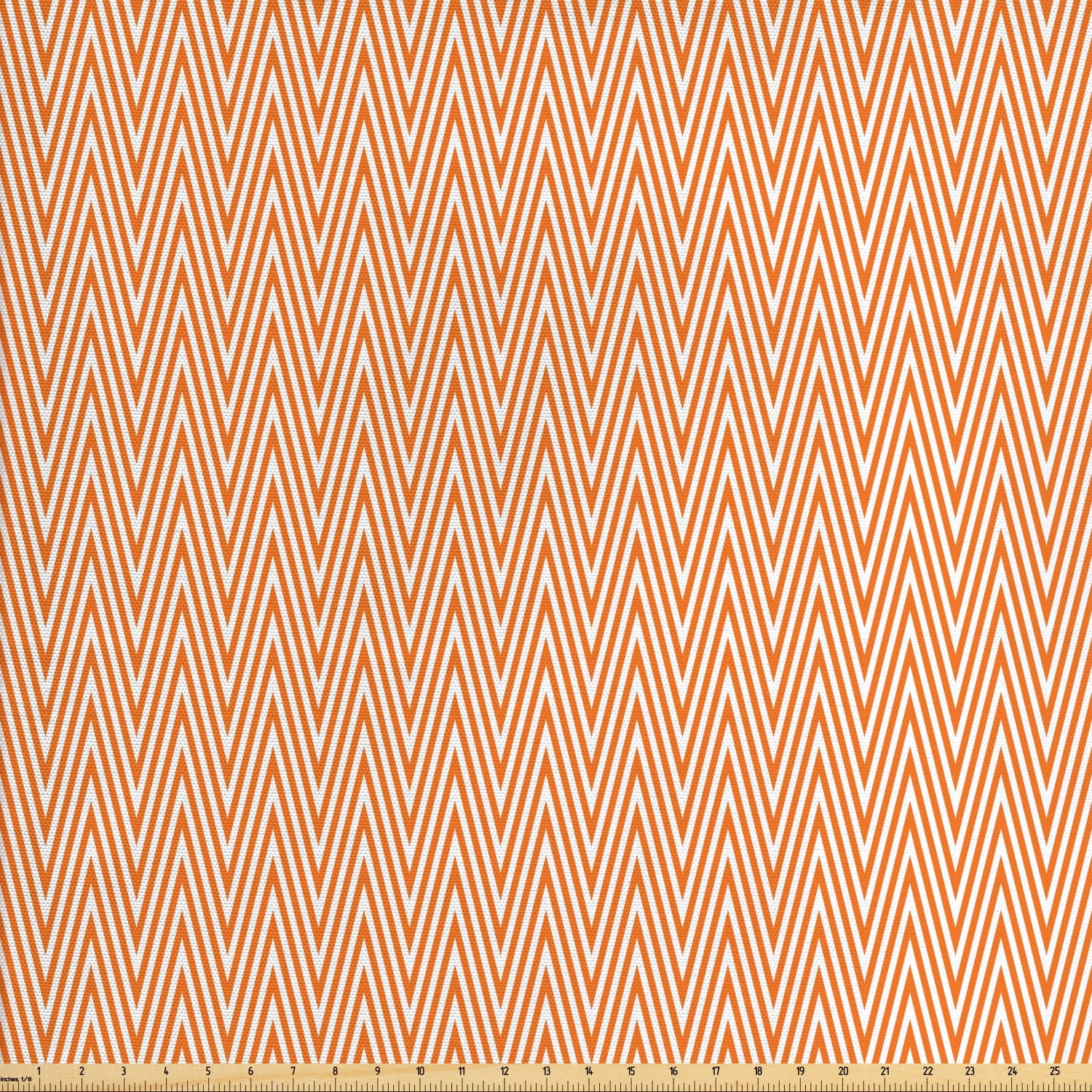 Chevron Fabric by The Yard, Orange Wavy Stripes Abstract Geometric