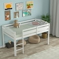 thumbnail image 5 of Costway Twin Low Loft Bunk Junior Bed Bedroom Wooden Guard Rail Ladder White, 5 of 11