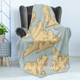 thumbnail image 4 of Vintage Soft Flannel Fleece Blanket, Fluffy Formed Old-Fashioned Clouds in Air Funky Colored Sky Elements Illustration, Cozy Plush for Indoor and Outdoor Use, 70" x 90", Blue Beige, by Ambesonne, 4 of 5