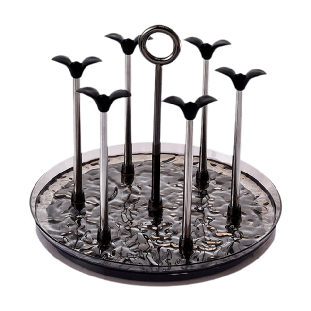 Soporte para secar tazas, estante para secar botellas de agua, organizador de almacenamiento, organizador versátil para tazas, base giratoria para el Negro