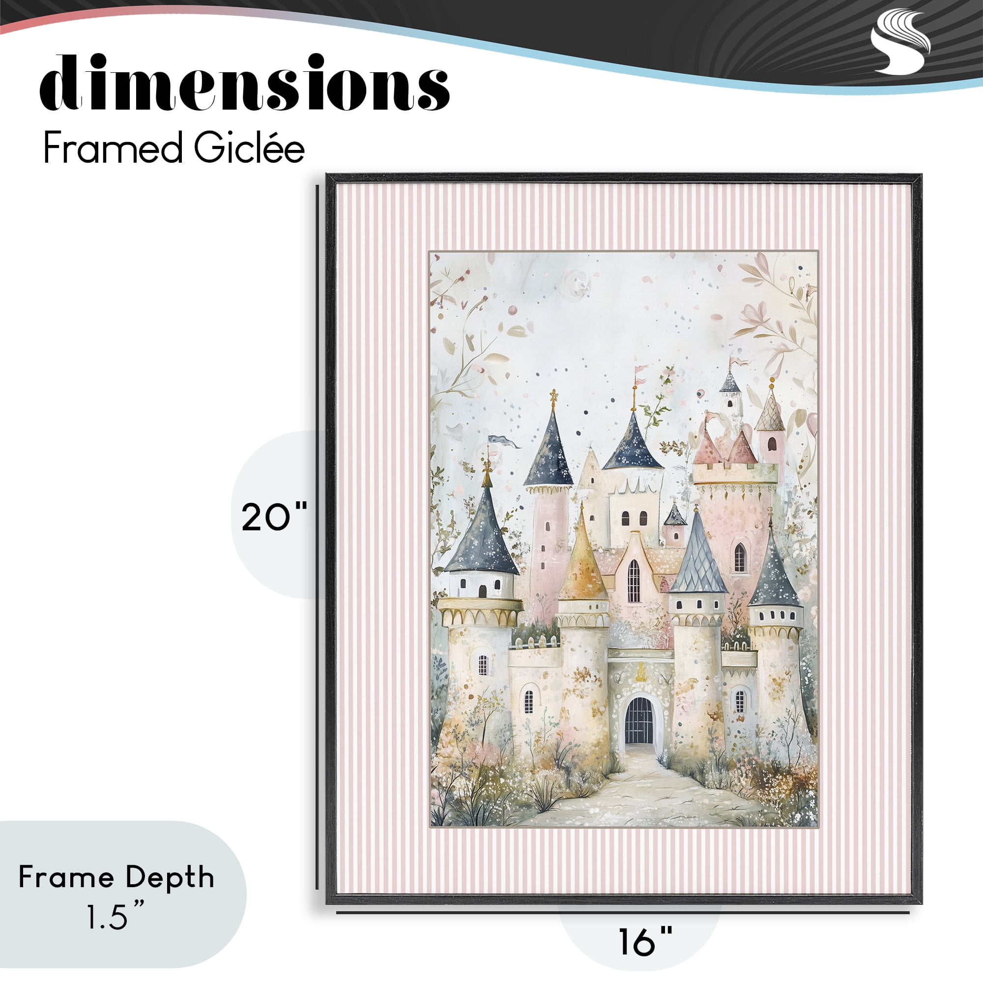 Stupell Industries Enchanted Dreams Castle Black Framed Giclee Art, design by Christine Simpson Art
