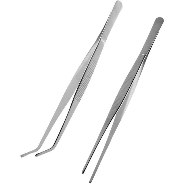 Set de 2 pinzas de cocina profesionales, multiusos y multiusos con punta curva y recta TUNC Sencillez