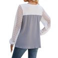 thumbnail image 5 of HUBERY Women Waffle Crew Neck Color Block Spliced Lace Long Sleeve Pullover Top, 5 of 6