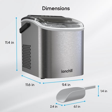 Ionchill Quick Cube Ice Machine, 26lbs/24hrs Portable Countertop Bullet Cubed Ice Maker