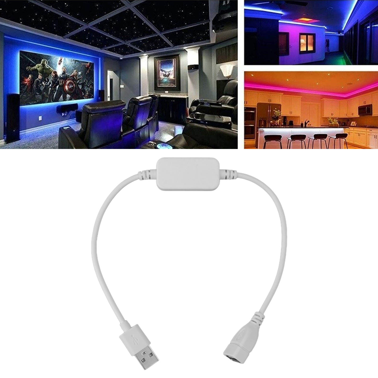 Wireless String Lights Dimmer, Single Color Lights Strip Dimmer Plastic For Counter Black,White