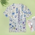 thumbnail image 4 of Floral Colorful Flower Womens Tops Women's Fashion Casual Short Sleeve Flower Print Round Neck Pullover Top Blouse, 4 of 6