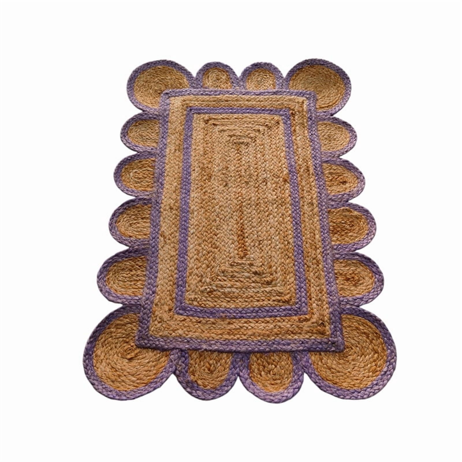 KLAVATE Scalloped Natural Mini Jute Rug