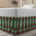 thumbnail image 1 of Geometric Bed Skirt, Ornamental Intersecting Triangles and Rhombuses Art Print, Elastic Bedskirt Dust Ruffle Wrap Around for Bedding Decor, 4 Sizes, Turquoise Scarlet and Mustard, by Ambesonne, 1 of 2