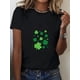 thumbnail image 1 of Women's St. Patrick's Day T-Shirt, Lucky Clover Print, Polyester 95% Spandex 5%, Medium Stretch, Crew Neck, Short Sleeve, Sports Style, All Season Comfort Fit, 1 of 7