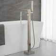 thumbnail image 2 of Brushed Nickel Bathroom Floor Waterfall Faucet Set Freestanding tub Filler Tap, 2 of 6