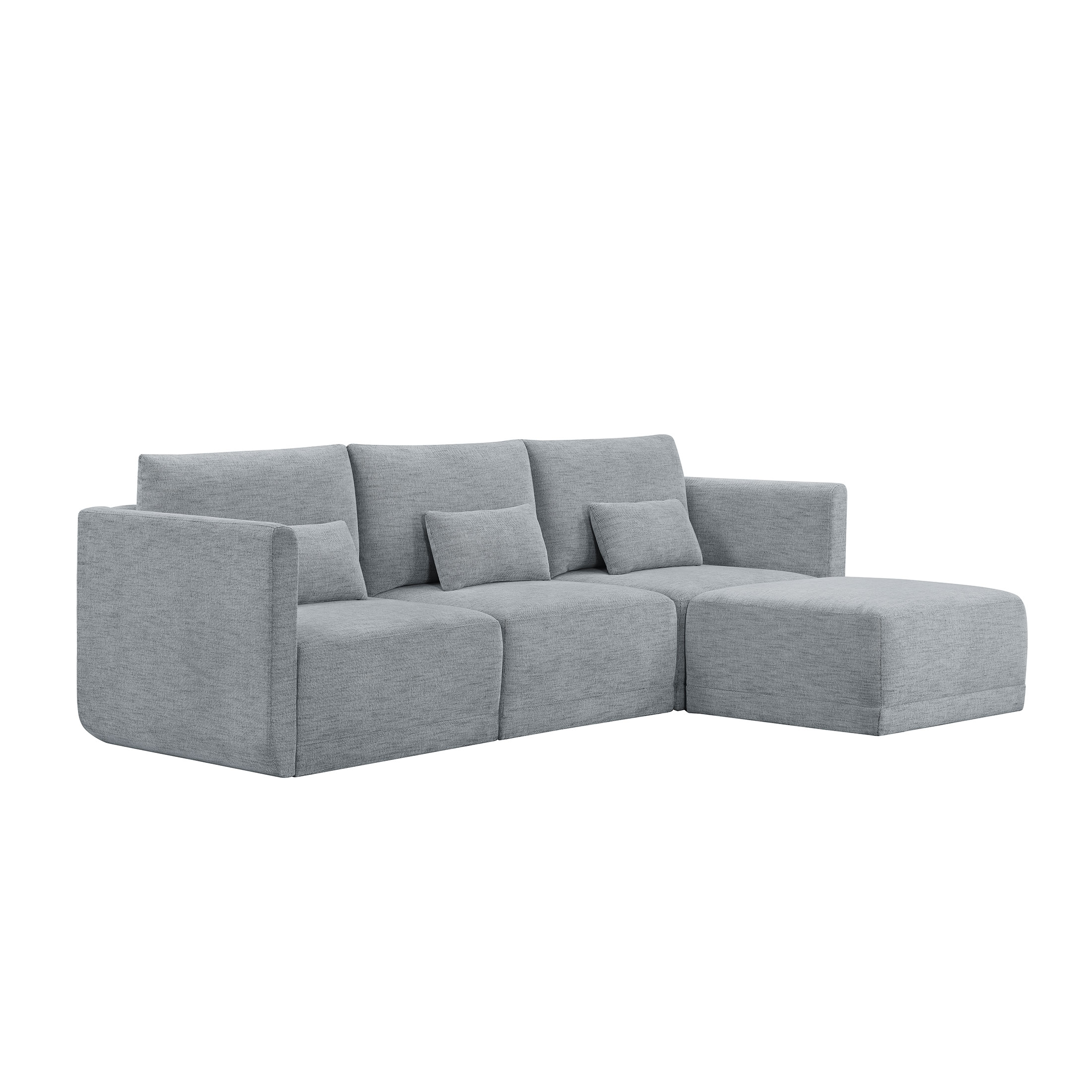 Beautiful Drew Modular Sectional Sofa with Ottoman by Drew Barrymore, Gray Fabric - image 3 of 15