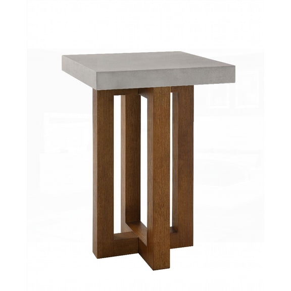 Keven's End Table Featuring a Striking Faux Concrete Top and Walnut Finish