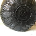 thumbnail image 4 of Black Moroccan Leather Round Pouf, 4 of 4