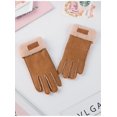 thumbnail image 2 of Guantes De Jardinería Mujer Terciopelo De Invierno Engrosado A Prueba De Viento Ciclismo Pantalla Táctil De Invierno Esquí Piel De Imitación Guantes De Lana Integrados-Caqui, 2 of 3